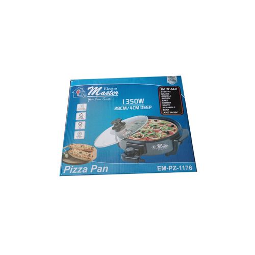 Electro Master Electric Pizza Pan Frying Griddle Scramble Pan With Non Stick Base-Black