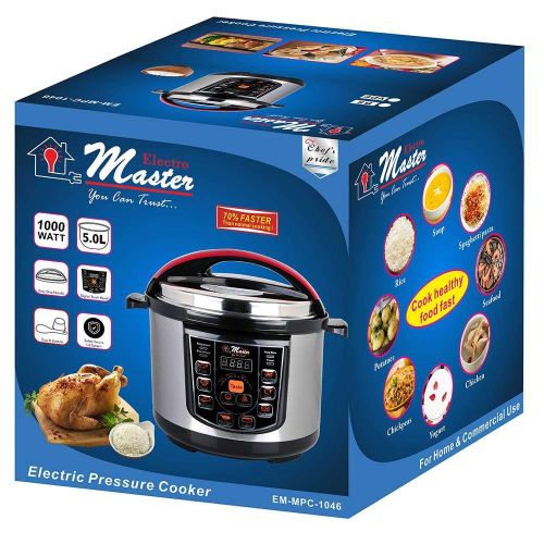 Electro Master Touch Control 6 Liters Electric Pressure Cooker For Fast Cooking-Silver