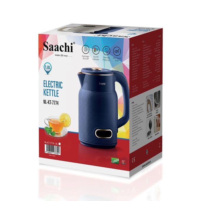 Saachi 1.8L Sleek Electric Kettle Double Wall NL-KT-7774 With Boil Dry Protection & Auto-Shut Off
