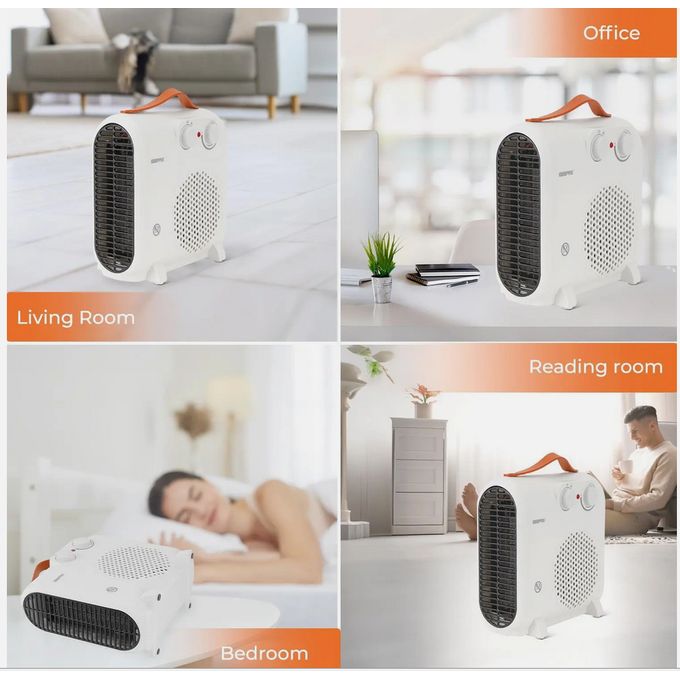 Geepas Portable Fan Heater Thermostat 2 Heat Option