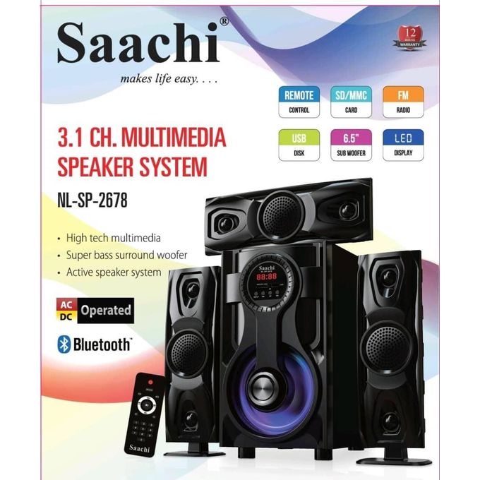 Saachi 3.1CH10000watts Ac/dc Fm/bt/usb Sub Woofer System