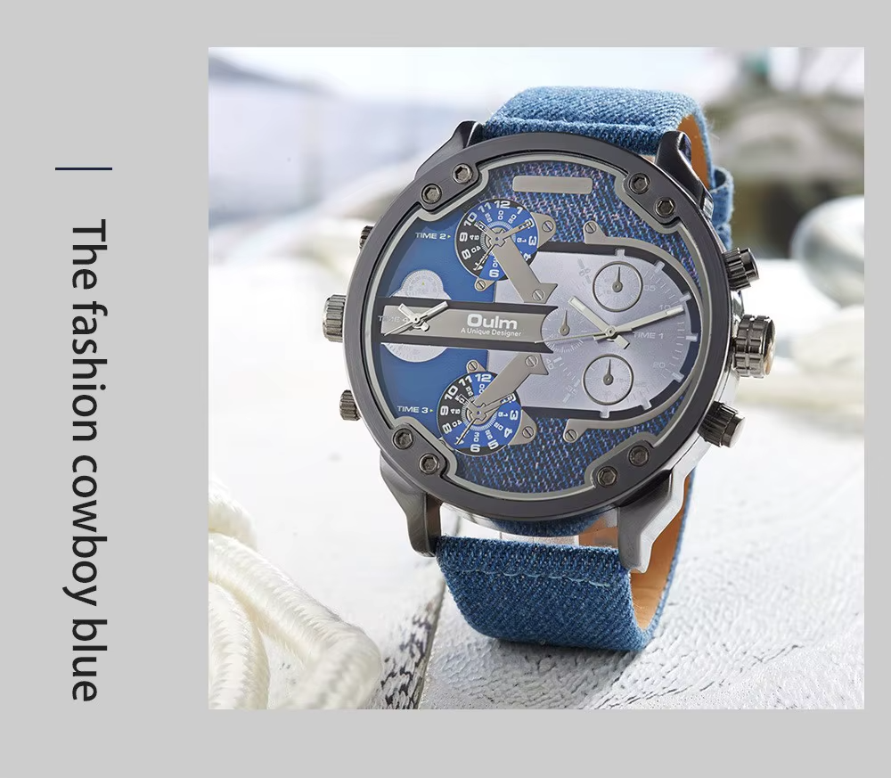 OULM 3548 Luxury Dual Time Zone Quartz Watch – Bold, Powerful & Stylish big in size