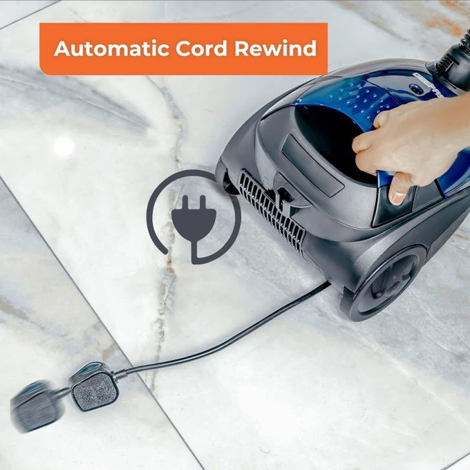 Geepas Vacuum Cleaner Handheld & Stick, 1.5L Dust Bag Capacity,Powerful Motor Comfortable Handle, Rolling wheels with Easy Parking Nozzle and Dust Full Indicator