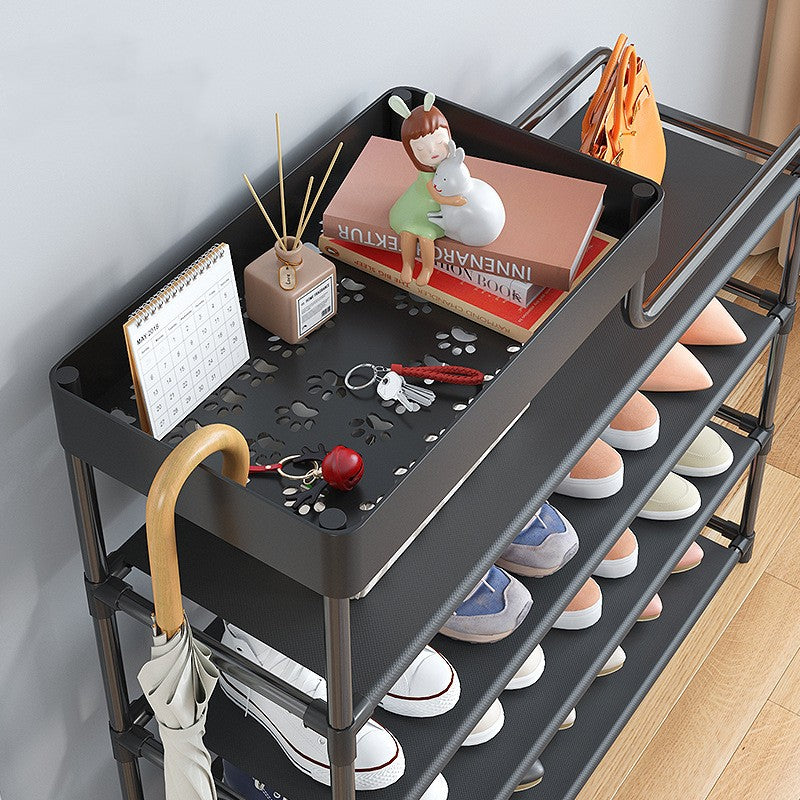 Household Organizer Cabinet 5-layer Metal Shoe Storage Shelf Rack -Black & White