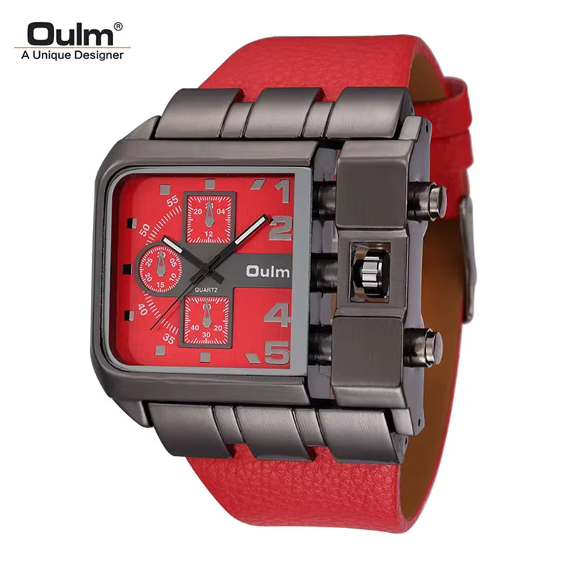 Oulm 3364 Men Luxury Quartz Watches Relojes Montre Homme Rectangle New Style Fashion Leather Band Sport Wrist Watch for Japan