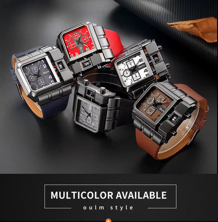 Oulm 3364 Men Luxury Quartz Watches Relojes Montre Homme Rectangle New Style Fashion Leather Band Sport Wrist Watch for Japan