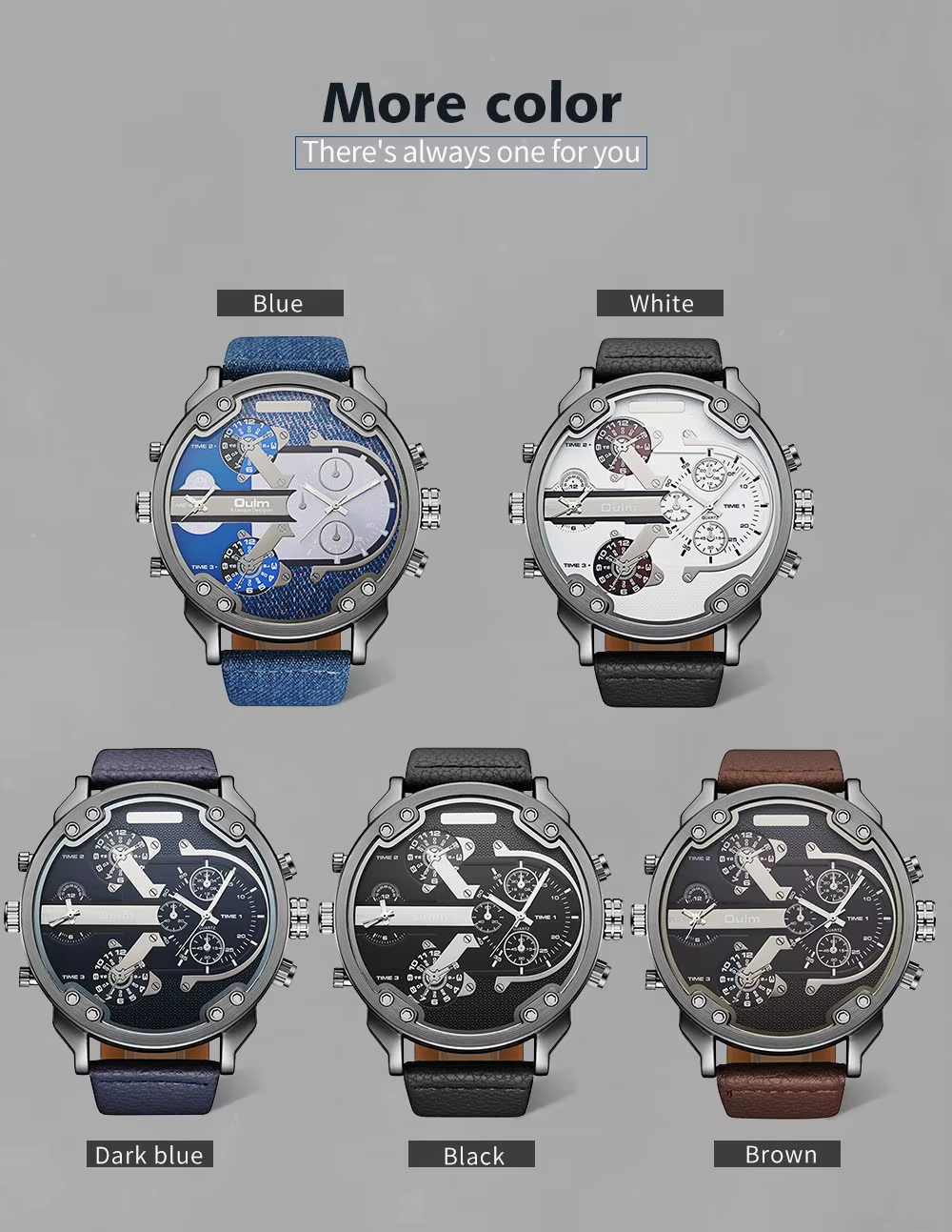 OULM 3548 Luxury Dual Time Zone Quartz Watch – Bold, Powerful & Stylish big in size