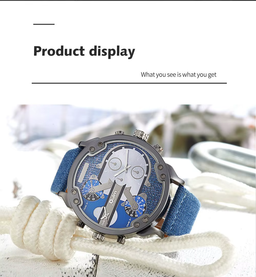 OULM 3548 Luxury Dual Time Zone Quartz Watch – Bold, Powerful & Stylish big in size