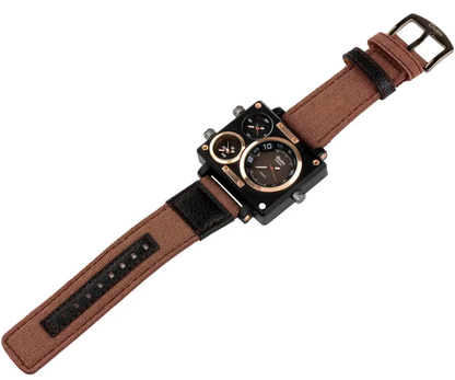 Oulm 3595 Men’s Luxury Multi-Time Zone Watch – with free bracelet