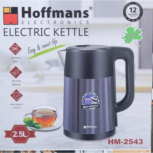 Hoffmans 2.5L Electric Tea Kettle Fast Boiling Auto Shut-off and Boil Dry Protection Electric Kettle Pacolator Black