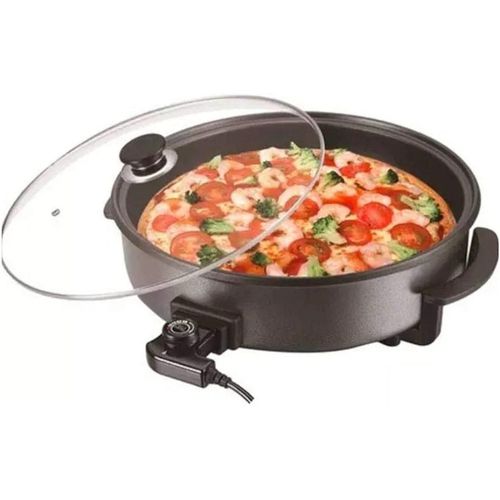 Electro Master Electric Pizza Pan Frying Griddle Scramble Pan With Non Stick Base-Black