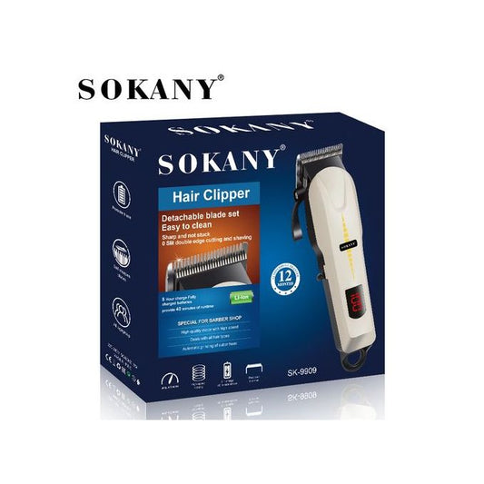 Sokany Hair Clipper Cordless Beard Trimer Multi Grooming Kit Rechargeable & Rinseable - White