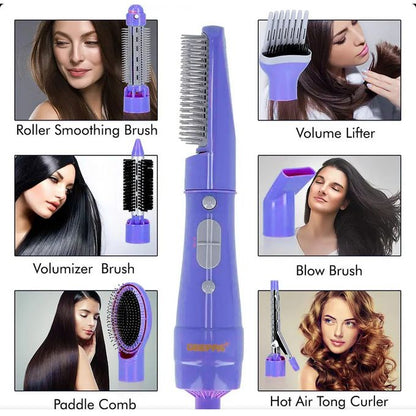 Geepas 6-in-1 Hair Styler 750W - 2 Speed Settings, Overheat Protection, 360 Swivel Cord & Cool Function - Multi-Functional Salon Hair Styler -Multi