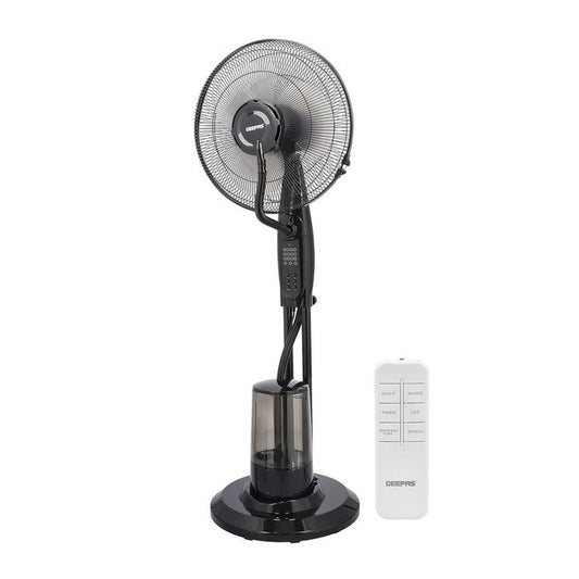 Geepas 16" Mist Fan with Remote Control,3 Speed, Oscillation & Tilt Function Timer Transparent Water Tank LCD Display Home Office Use