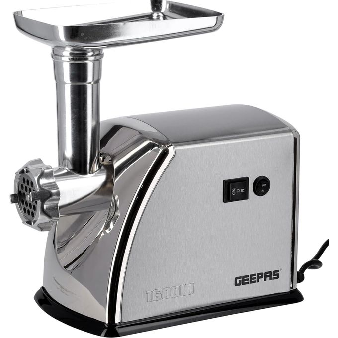 Geepas Electric Aluminum Meat Grinder Gearbox - 3 Metal Stainless Steel Cutting Plates,Metal Gears, Stainless Steel Blade