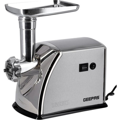 Geepas Electric Aluminum Meat Grinder Gearbox - 3 Metal Stainless Steel Cutting Plates,Metal Gears, Stainless Steel Blade