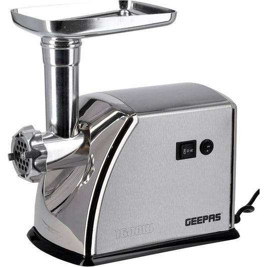 Geepas Electric Aluminum Meat Grinder Gearbox - 3 Metal Stainless Steel Cutting Plates,Metal Gears, Stainless Steel Blade