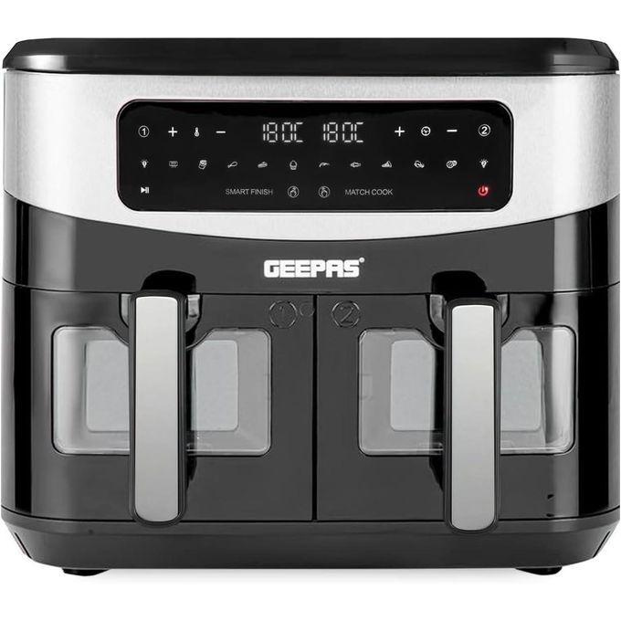 Geepas 9L Air Fryer with Vortex 10-in-1 Digital Convection LED Touchscreen Non-Stick Baskets Oil Free Toaster Oven