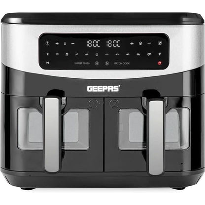 Geepas 9L Air Fryer with Vortex 10-in-1 Digital Convection LED Touchscreen Non-Stick Baskets Oil Free Toaster Oven
