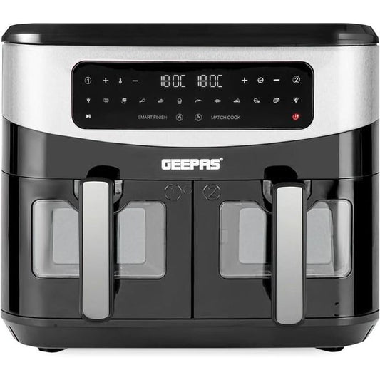 Geepas 9L Air Fryer with Vortex 10-in-1 Digital Convection LED Touchscreen Non-Stick Baskets Oil Free Toaster Oven