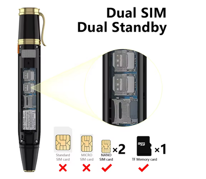 Hot GSM Pen Phone with Dual SIM Card & Memory Card Slots