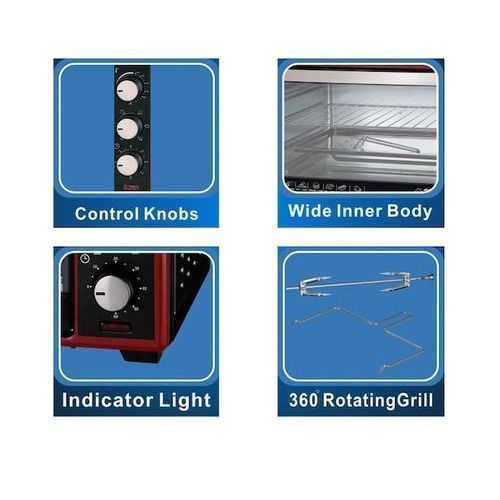 Electro Master 35Litres Electric Oven With Wire Grill & Bake Tray-Black,Red