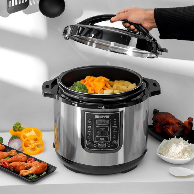 Geepas 12 Liters Electric Pressure Cooker 14-in-1 Multi-Function Cooker Multi-Purpose Steamer, Digital Multicooker