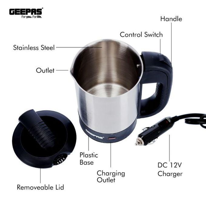 Geepas 12V Stainless steel Car Travel Kettle , 500ML