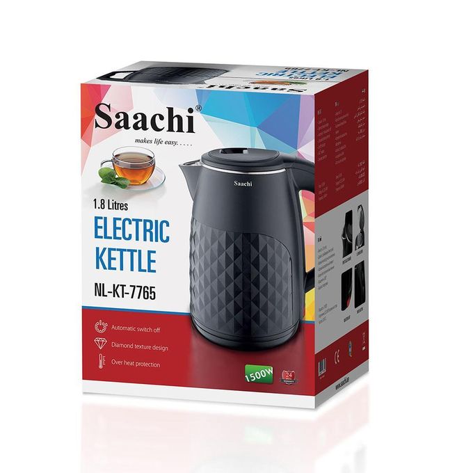 Saachi 1.8L Electric Kettle Double Wall NL-KT-7765 With Boil Dry Protection & Auto-Shut Off