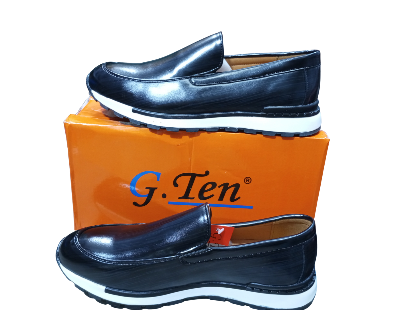 Men’s Formal Gentle Office Shoes – Classic Black with Modern White Sole