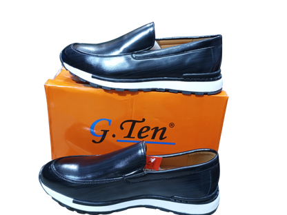 Men’s Formal Gentle Office Shoes – Classic Black with Modern White Sole