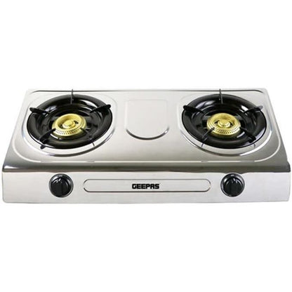 Geepas 2-Burner Gas Stove with Auto Ignition Stainless Steel Body