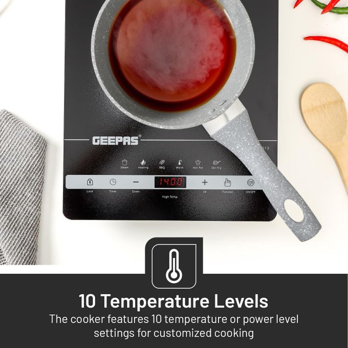 Geepas Infrared Stove Cooker With 8 Temperature Levels And 4 Digital LED Display 200watts