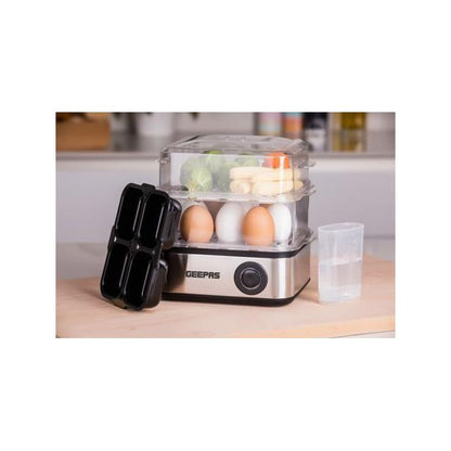 Geepas Electric Egg Boiler For 16 Eggs With Poacher & Omelette Maker Bowl, Can Boil, Poach And Make Omelettes