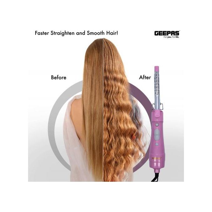 Geepas 6-in-1 Hair Styler 750W - 2 Speed Settings, Overheat Protection, 360 Swivel Cord & Cool Function - Multi-Functional Salon Hair Styler -Multi