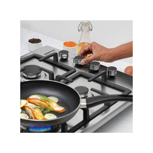 Geepas 3 Burner Gas Cooker Size 70mm, 40mm & 90mm Respectively Ergess Steel Frame & onomic Design, Automatic Ignition, 3 Heating Zones StainlTray - Multicolor