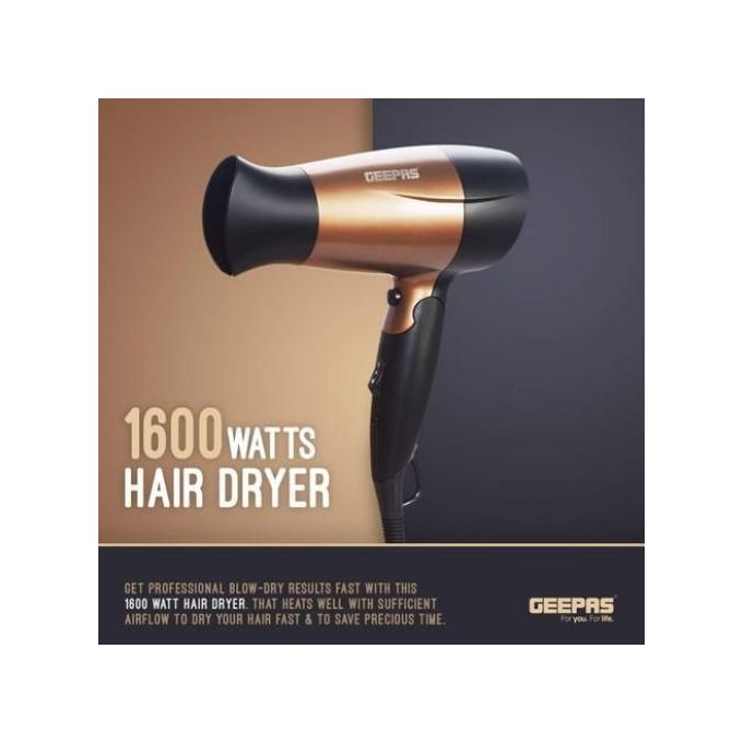 Geepas Mini Foldable Hair Dryer 1600 Watt