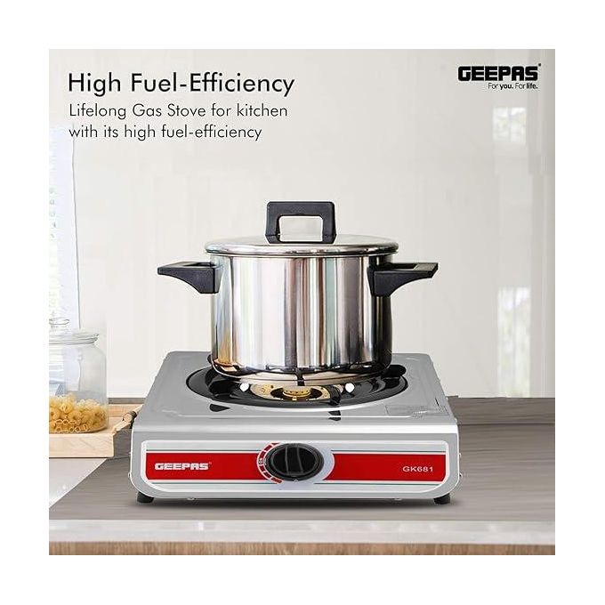 Geepas Single Burner Gas Cooker Auto Ignition Cook-top high Fuel Efficiency GK681