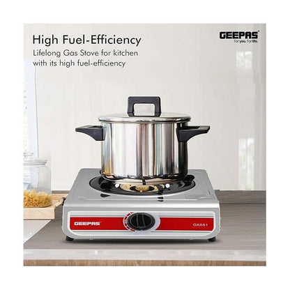 Geepas Single Burner Gas Cooker Auto Ignition Cook-top high Fuel Efficiency GK681