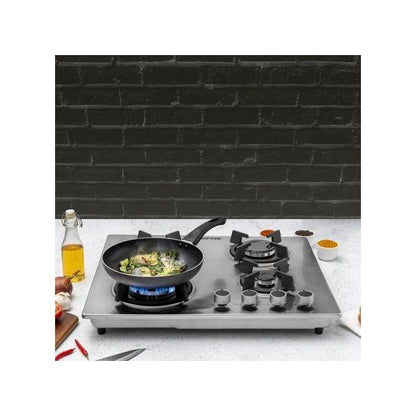 Geepas 3 Burner Gas Cooker Size 70mm, 40mm & 90mm Respectively Ergess Steel Frame & onomic Design, Automatic Ignition, 3 Heating Zones StainlTray - Multicolor