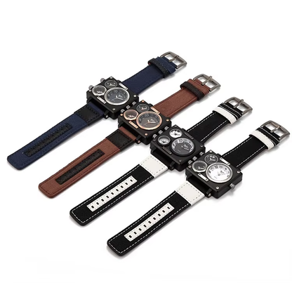 Oulm 3595 Men’s Luxury Multi-Time Zone Watch – with free bracelet