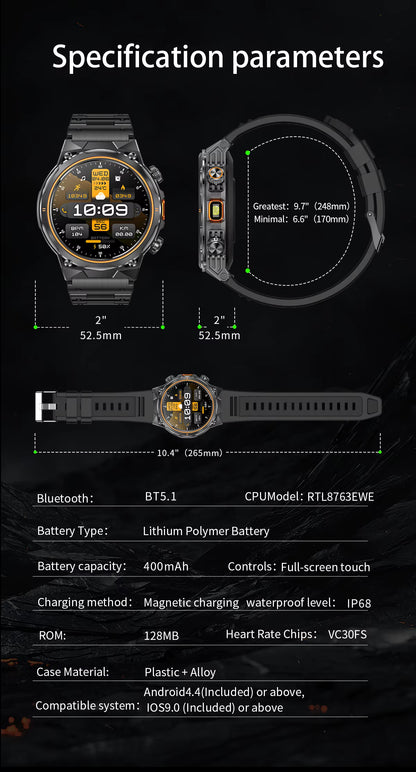 Ak81 Military Super Grade Smartwatch + Earpod + Extra Strap.!!– Built for Adventure & Everyday Power