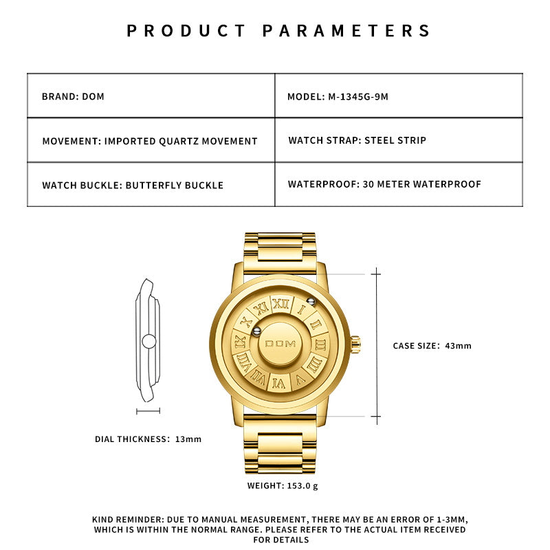 Gold DOM Original Magnetic Wristwatch + FREE Bracelet
