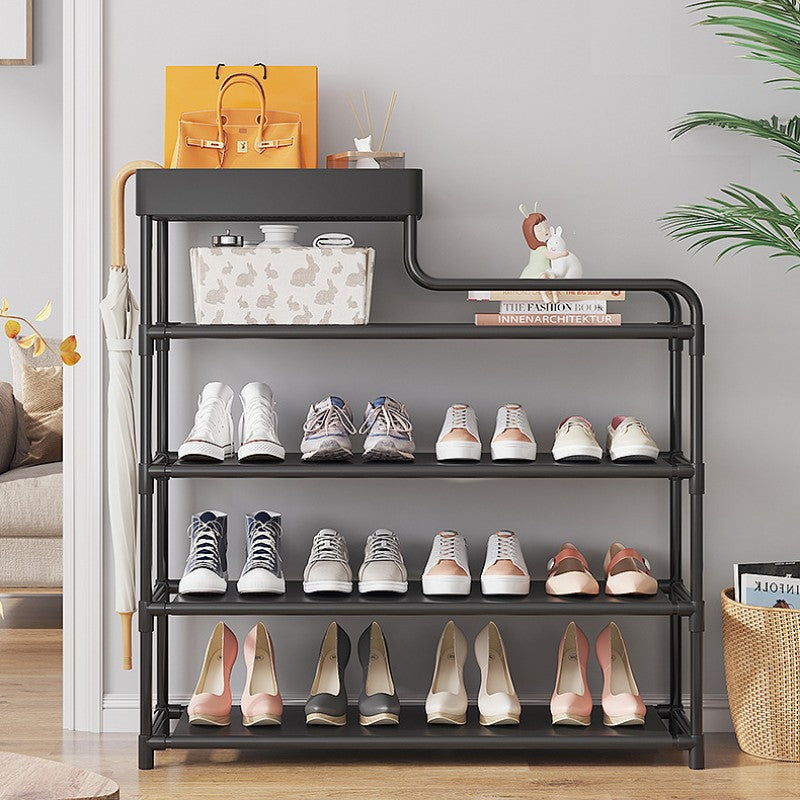 Household Organizer Cabinet 5-layer Metal Shoe Storage Shelf Rack -Black & White
