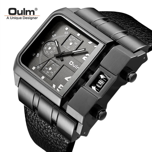 Oulm 3364 Men Luxury Quartz Watches Relojes Montre Homme Rectangle New Style Fashion Leather Band Sport Wrist Watch for Japan
