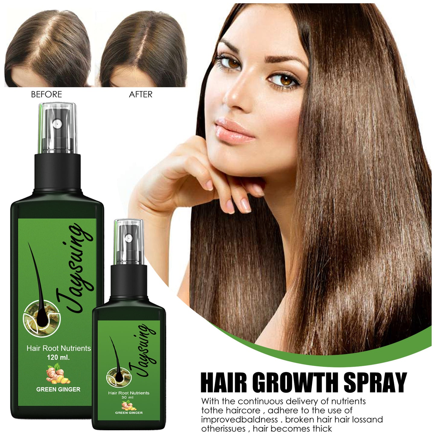 Hot Selling Hair Repair and Treatment Product Nourishing Roots Scalp Massage Hair Growth Spray 30ml 120ml