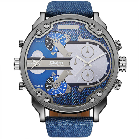 OULM 3548 Luxury Dual Time Zone Quartz Watch – Bold, Powerful & Stylish big in size