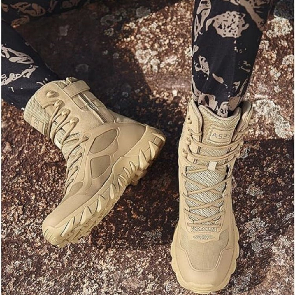 Outdoor Hiking Shoes with Microfiber Leather and Rubber Outsoles