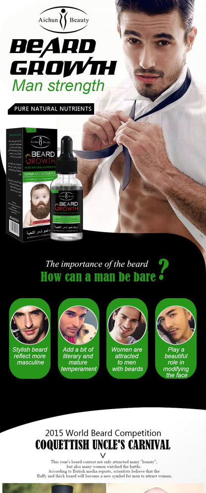 Natural Organic Bread Hair Growth Essential Bottle Beard Oil Men