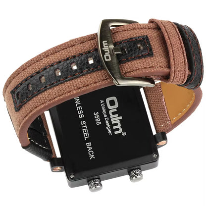 Oulm 3595 Men’s Luxury Multi-Time Zone Watch – with free bracelet